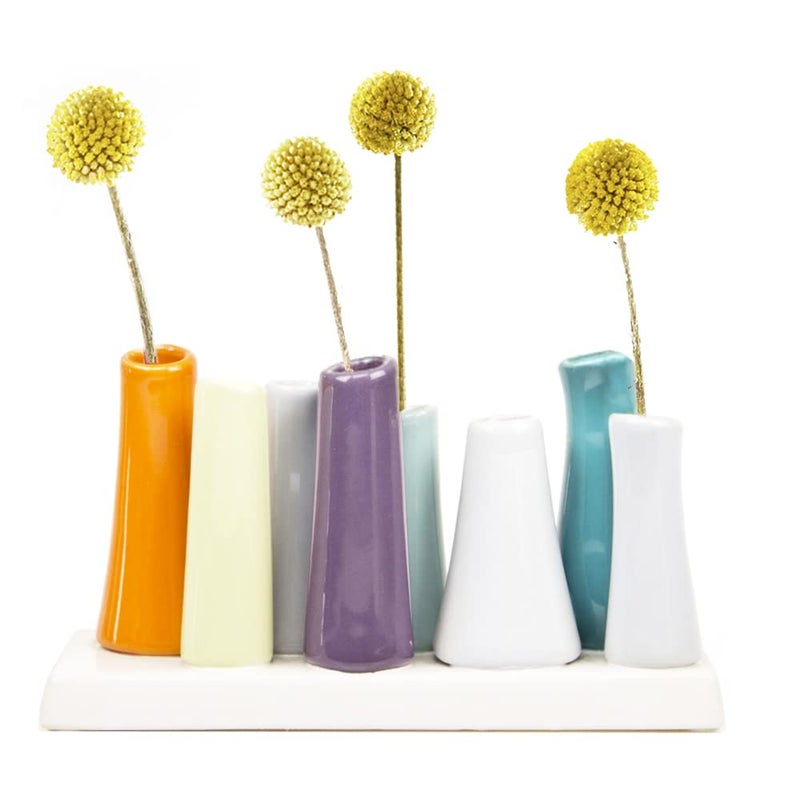 Chive - Pooley 2, Ceramic Flower Vase, 8-Tube Shape (Orange) - Image 1